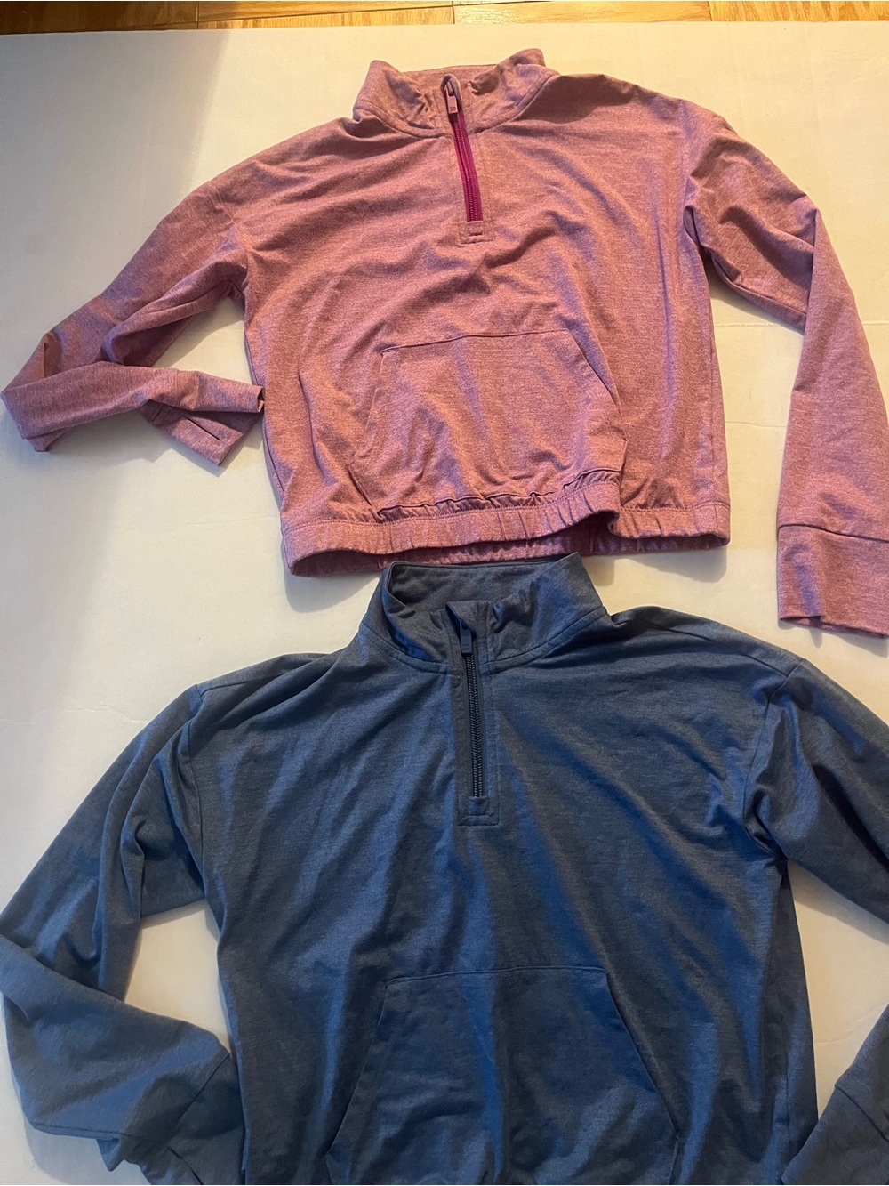all in motion Kids Half-Zip Pullover Hoodie in Slate Blue with Pink Accent